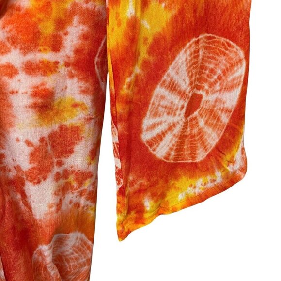 MOCHI Louma Duster Small Boho Womens Swim Cover Up Robe Top Orange Tie Dye - Picture 11 of 13